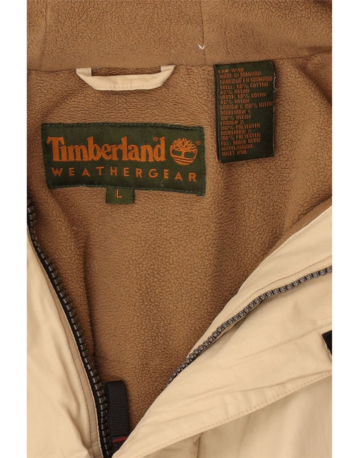 Timberland Herren-Parka mit Kapuze, UK 40, großes beiges Nylon