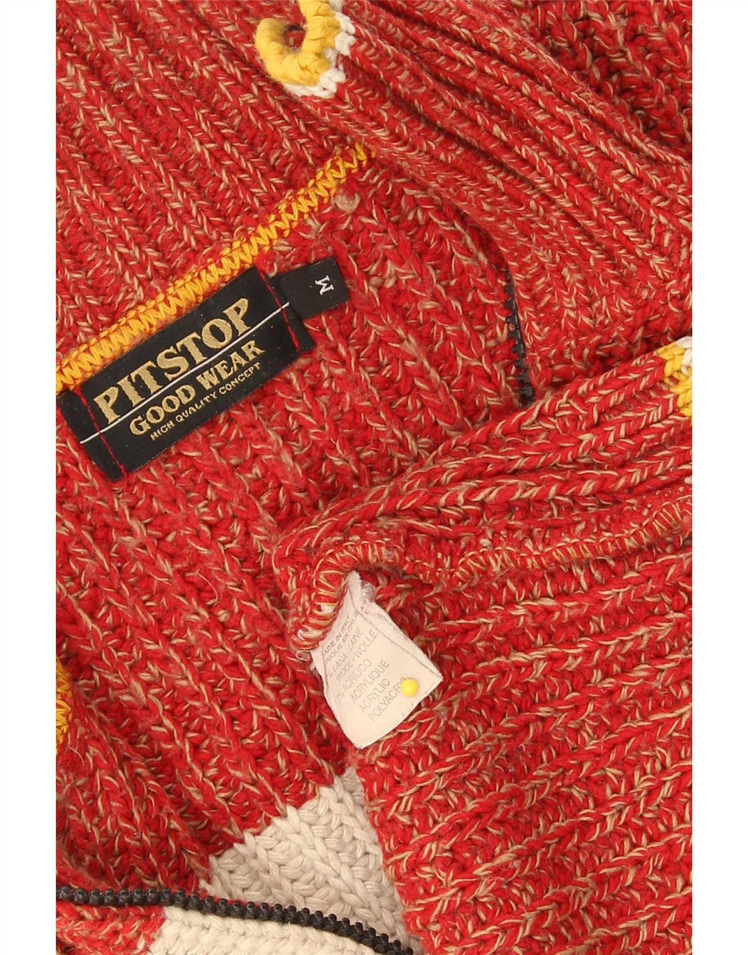 Pit Stop Herren-Cardigan-Pullover aus mittelroter Colourblock-Wolle