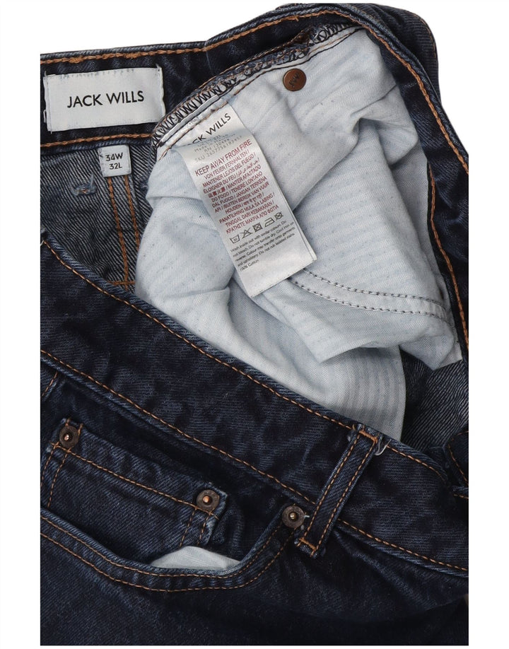 Jack Wills Herren Straight Jeans W34 L32 Marineblaue Baumwolle