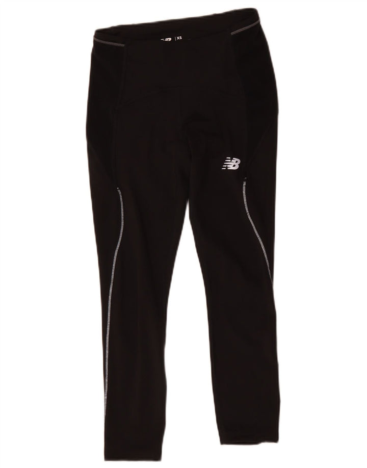 NEW BALANCE Damen Crop Graphic Leggings UK 4 XS Schwarz