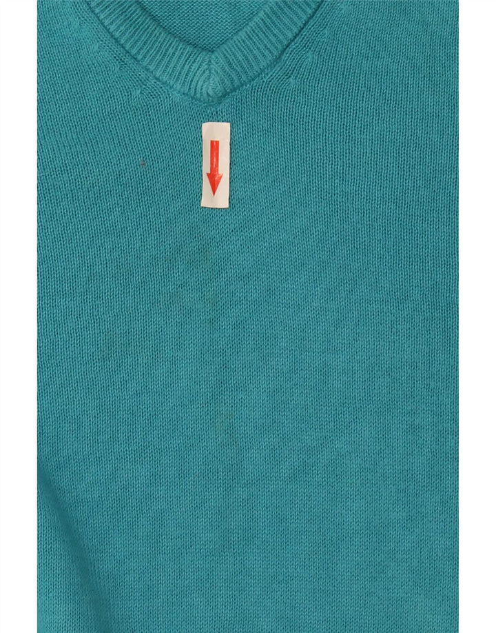 Marks & Spencer Herren-Pullover mit V-Ausschnitt, 2XL, türkisfarbene Baumwolle