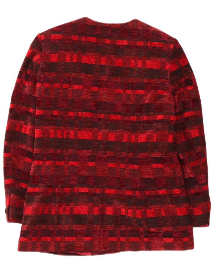 DEVERNOIS PARIS Damen-Blazer mit 5 Knöpfen, UK 12, mittelrot, geometrisch