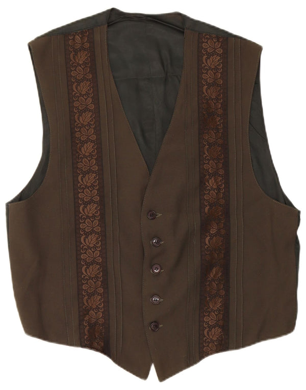 Vintage Damen Weste UK 16 Large Khaki Floral