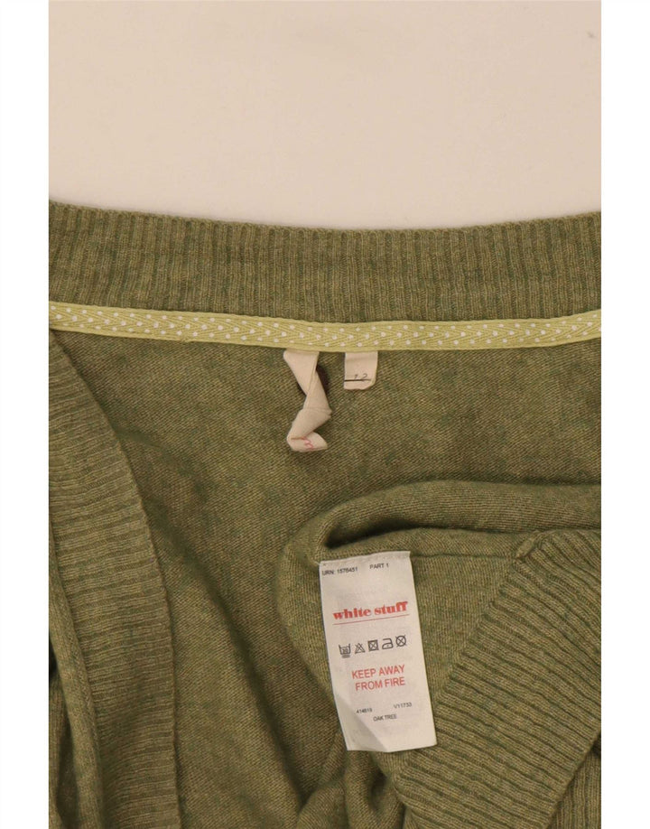 White Stuff Damen Crop Open Cardigan Pullover UK 12 Mittelgrüne Viskose