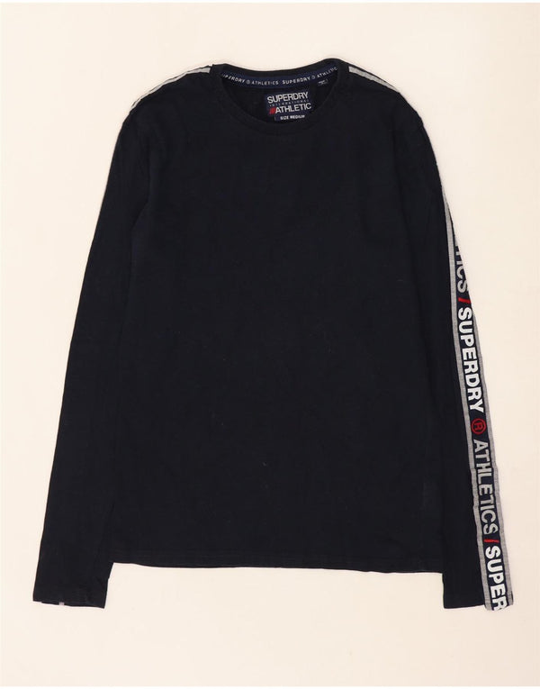 Superdry Herren Grafik-Oberteil, langärmelig, mittelblau, Baumwolle