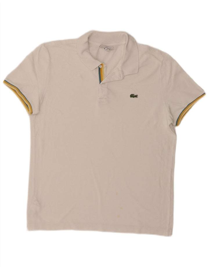 Lacoste Herren-Poloshirt mit schmaler Passform, Größe 5, große weiße Baumwolle