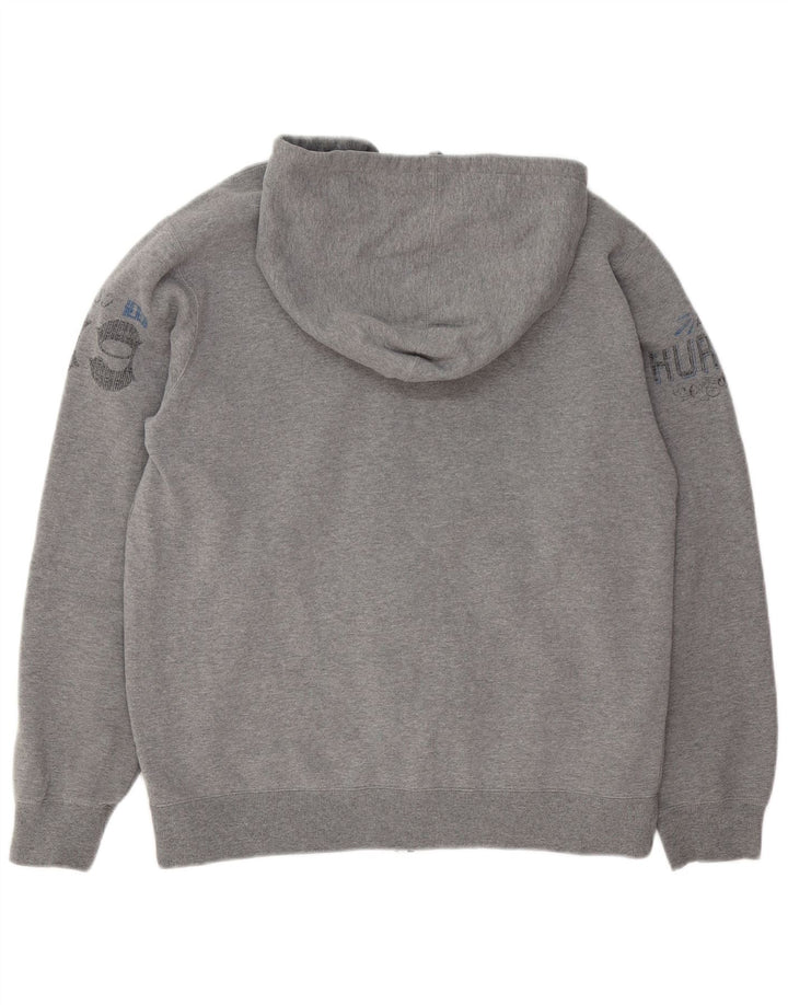 Hurley Herren-Kapuzenpullover mit grafischem Reißverschluss, mittelgrau geflecktes Polyester