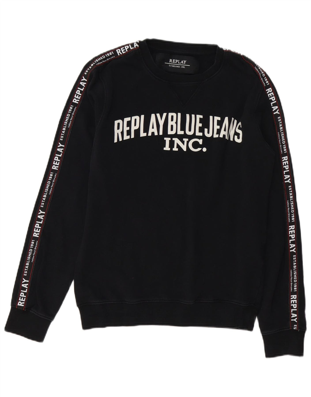 REPLAY Herren-Sweatshirt mit Grafik, mittelschwarze Baumwolle