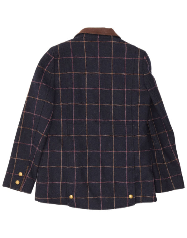 Joules Damen Bomberjacke UK 12 Medium Marineblau kariert Wolle