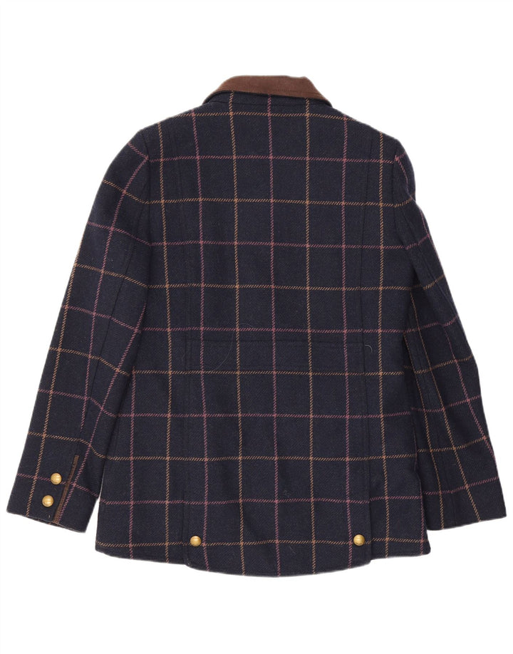 Joules Damen Bomberjacke UK 12 Medium Marineblau kariert Wolle