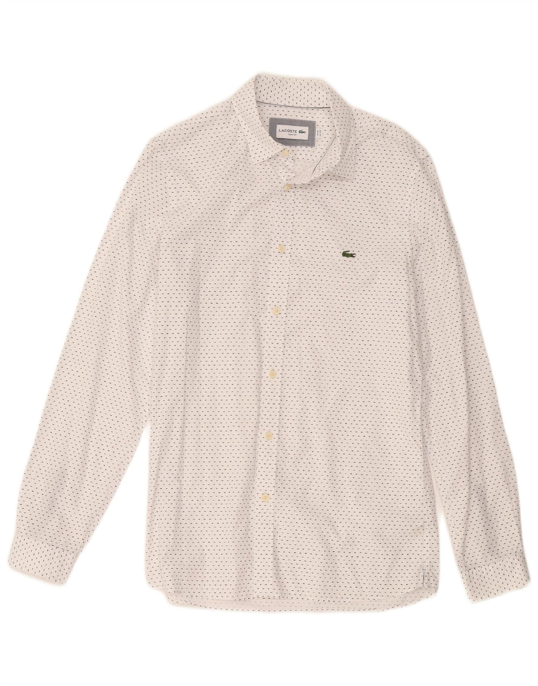 Lacoste Herren-Slim-Fit-Hemd, Größe 39, mittelweiß gefleckte Baumwolle