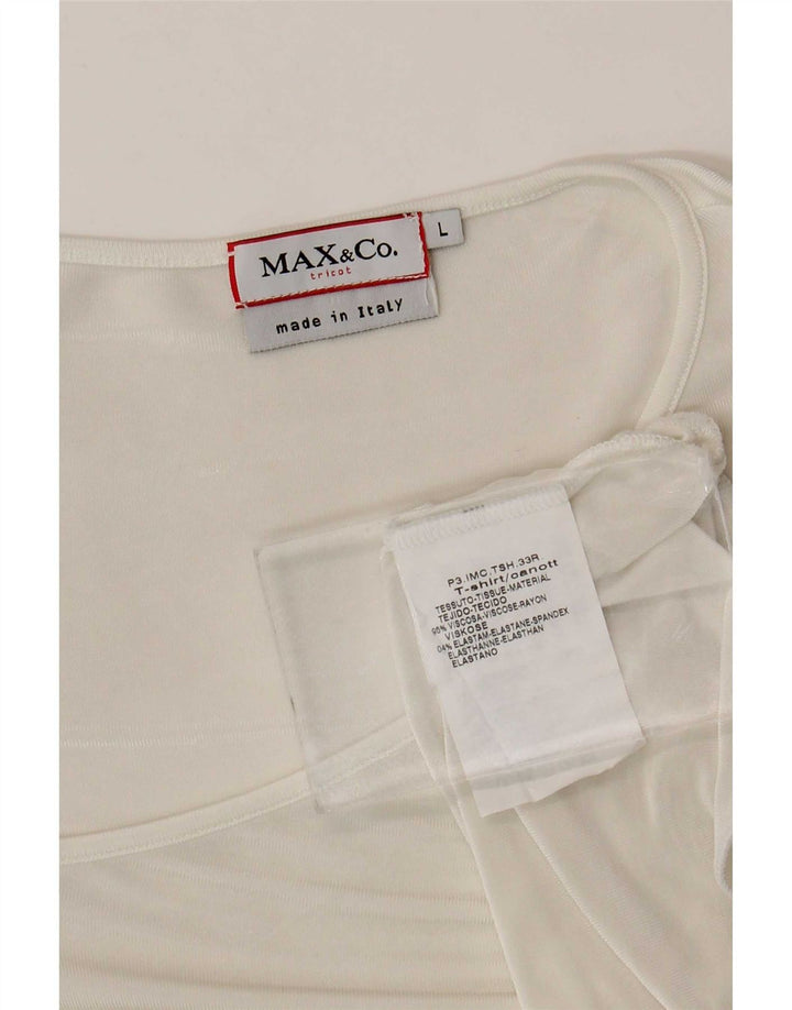 Max & Co. Damen Asymmetrisches Blusenoberteil UK 14 Large Weiße Viskose