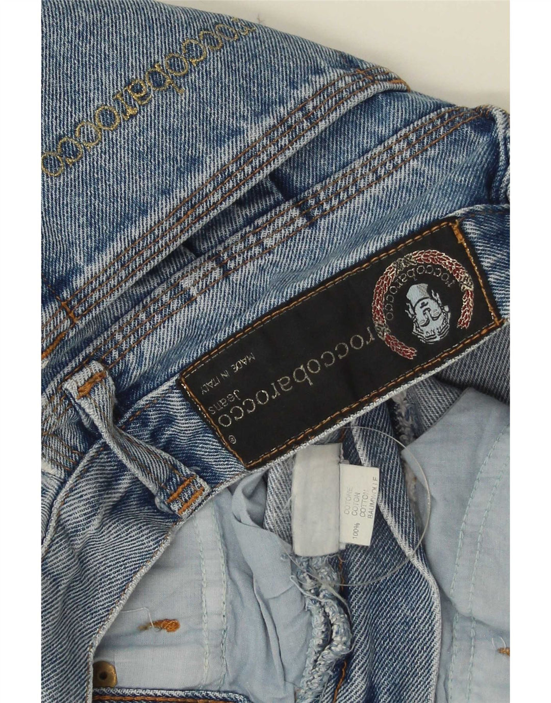Roccobarocco Damen Jeansrock W33 Große blaue Baumwolle