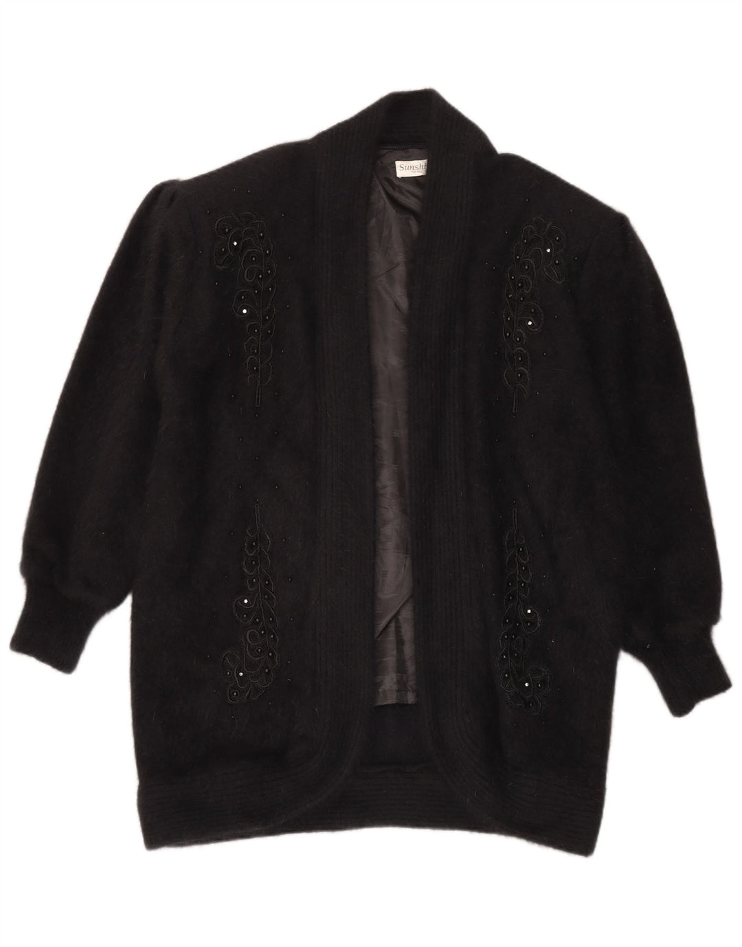 Sunshine Damen-Strickjacke, übergroß, lang geschnitten, offen, Gr. 18, XL, Schwarz