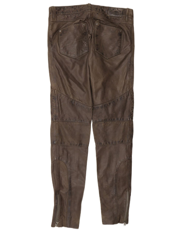 Tigha Damen Skinny Lederhose Small W30 L31 Braunes Leder