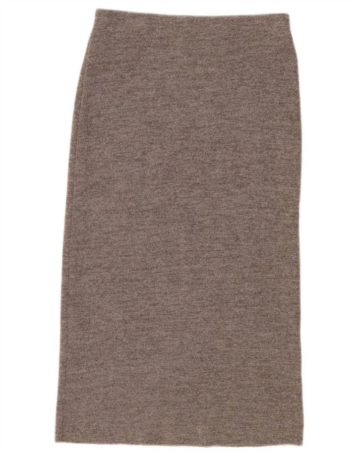 Zara Damen Midirock Medium W28 Graue Baumwolle