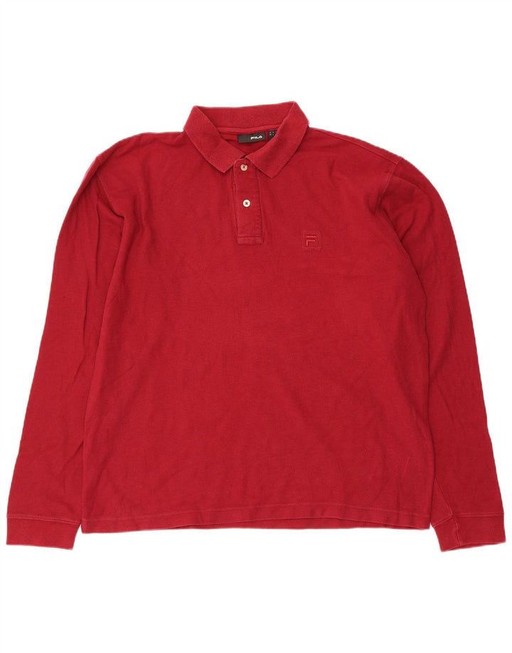 Fila Herren Langarm-Poloshirt, groß, Rot