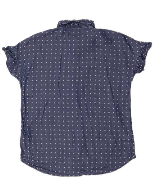 Dack's Kurzarm-Hemdbluse für Damen, UK 14, mittleres Marineblau mit Punkten