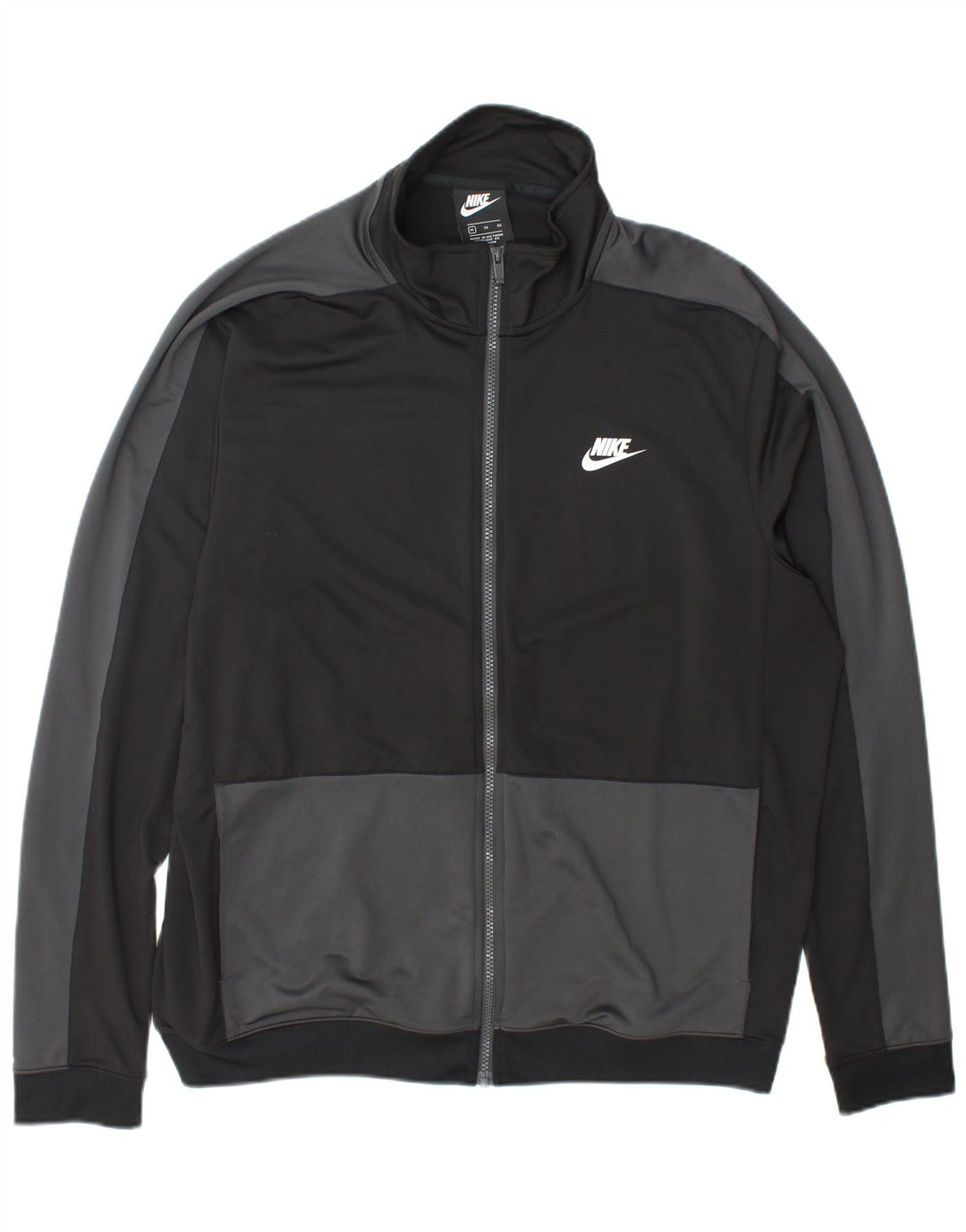 Nike Herren-Trainingsanzugoberteil, XL, schwarzes Farbblock-Polyester