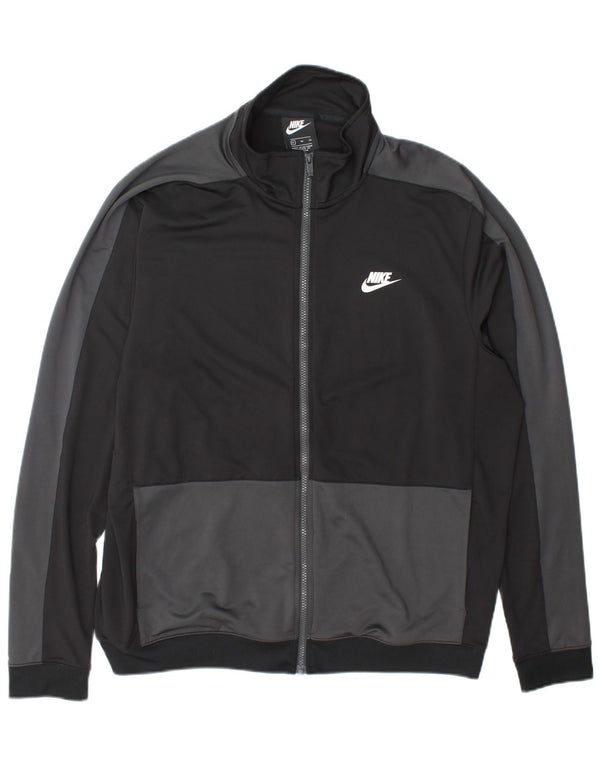 Nike Herren-Trainingsanzugoberteil, XL, schwarzes Farbblock-Polyester