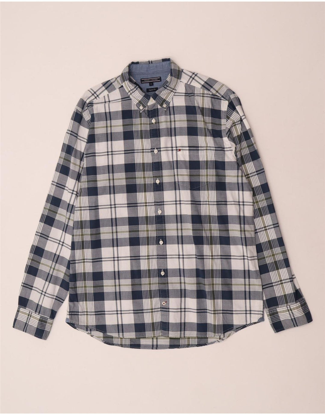 Tommy Hilfiger Herren Regular Fit Hemd XL Marineblau kariert