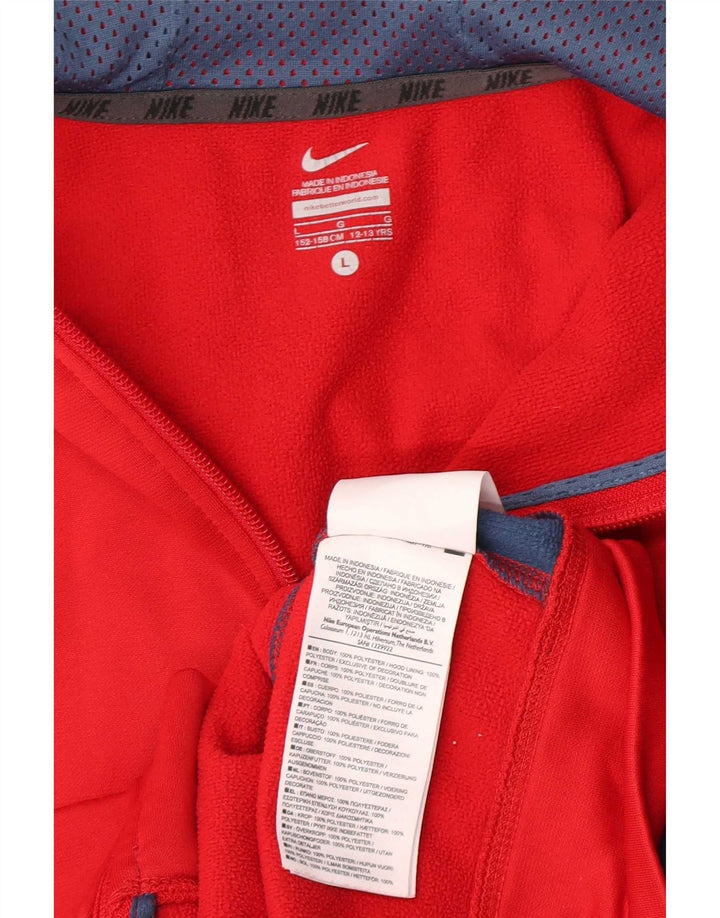 Nike Jungen-Kapuzenpullover mit Reißverschluss, 12–13 Jahre, groß, rotes Farbblock-Polyester