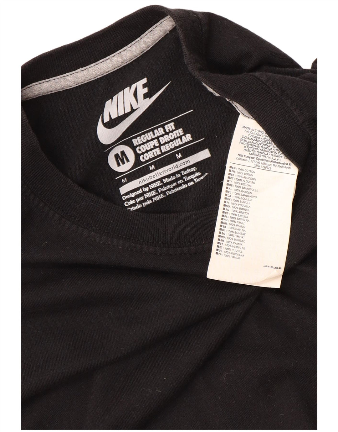 NIKE Herren-T-Shirt mit normaler Passform, mittelschwarze Baumwolle
