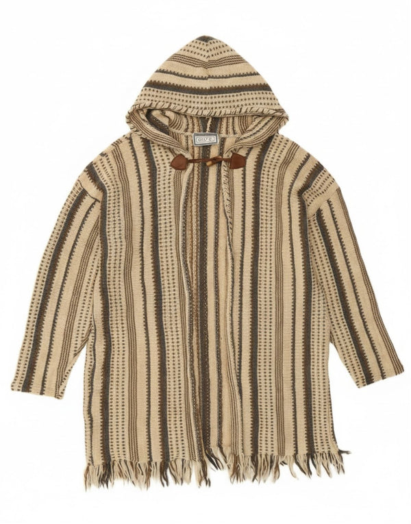 Onyx Damen-Cardigan mit Kapuze, UK 20 2XL, beige gestreifte Wolle