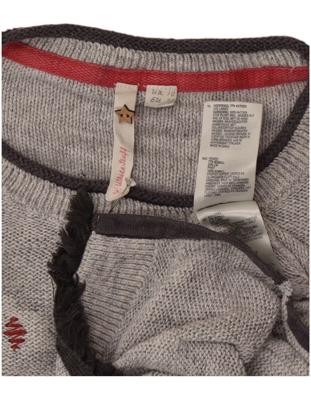 White Stuff Langer Damen-Pullover mit U-Boot-Ausschnitt, Gr. 10, Größe S, Grau