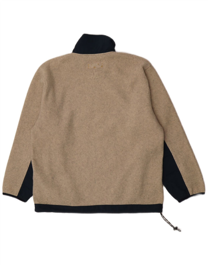Invicta Herren-Fleecepullover mit Reißverschluss am Hals, groß, beige, Farbblock-Polyester