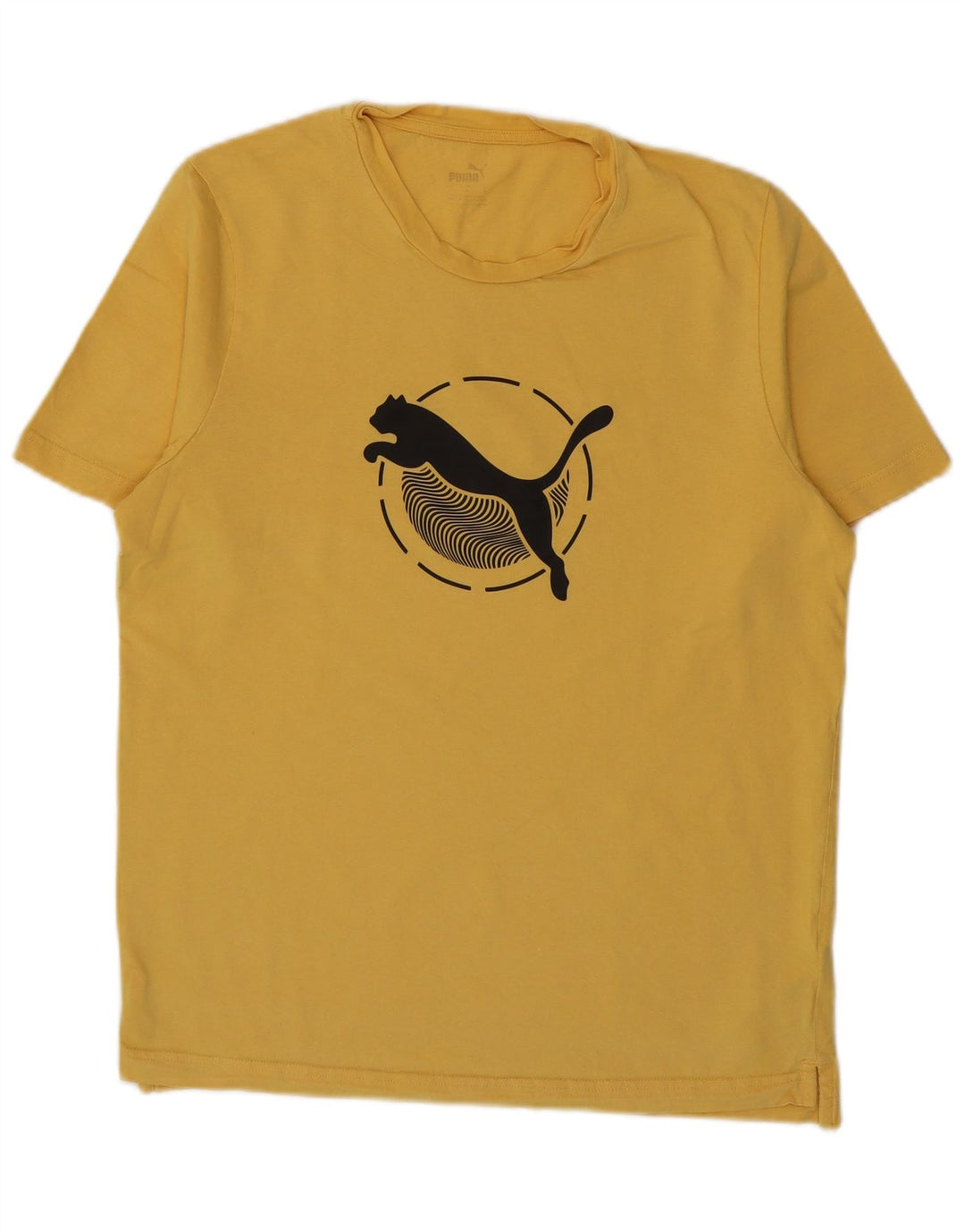 Puma Herren Grafik-T-Shirt-Oberteil, groß, gelbe Baumwolle