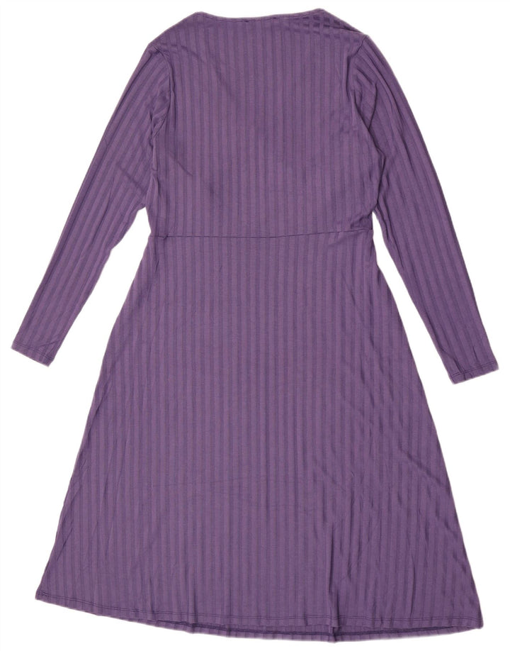 Marks & Spencer Damen A-Linien-Kleid UK 14 Mittelviolett gestreift