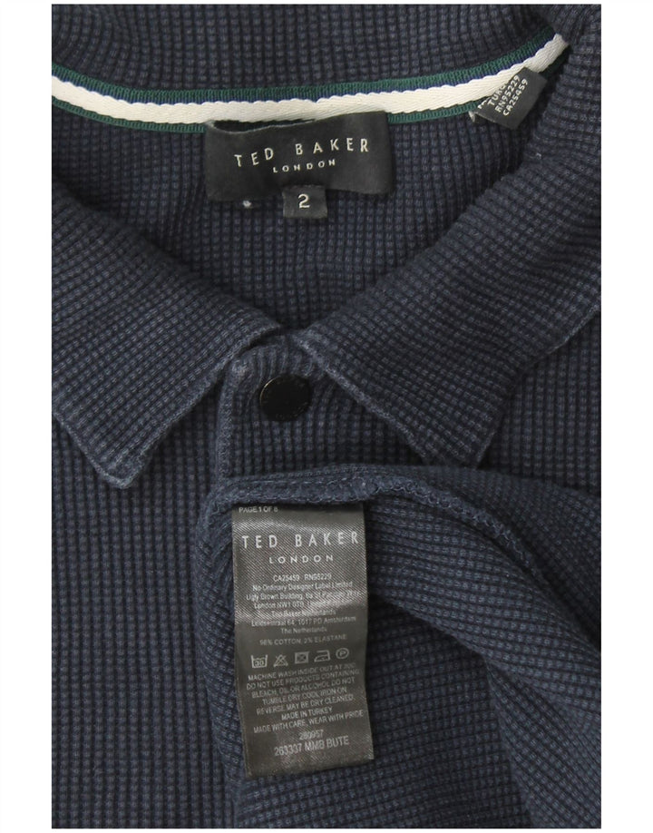 TED BAKER Herren-Poloshirt, Größe 2, klein, marineblaue Baumwolle