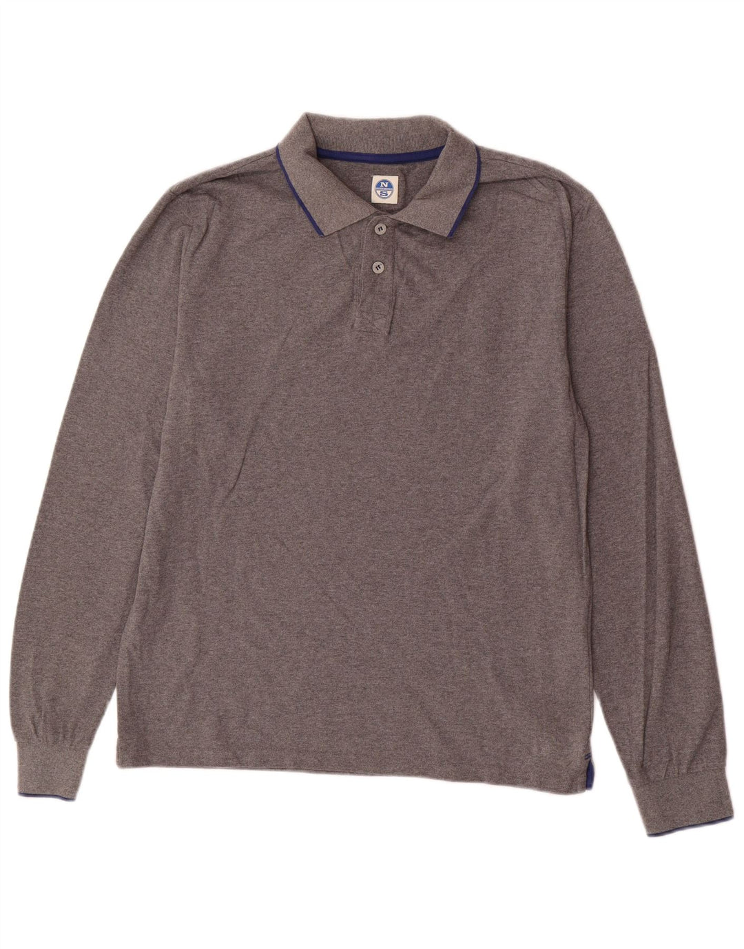 North Sails Herren-Langarm-Poloshirt, große graue Baumwolle