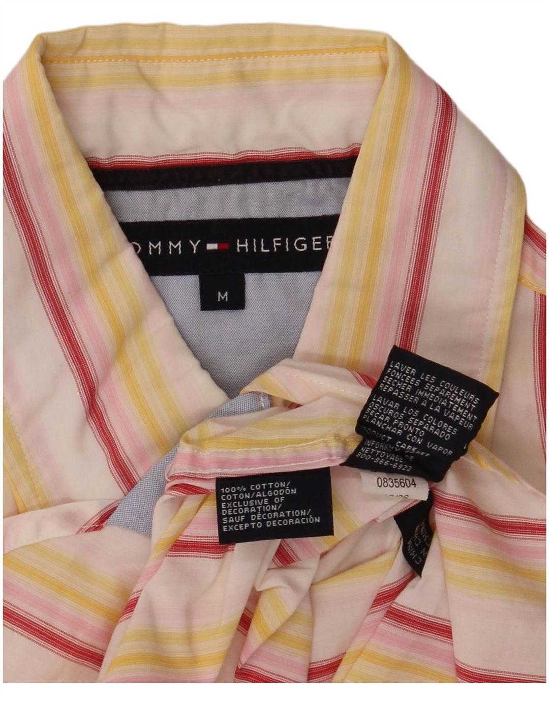 Tommy Hilfiger Herren-Kurzarmhemd aus mittelgelber, gestreifter Baumwolle