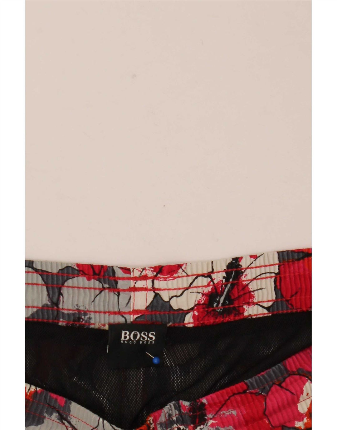 Hugo Boss Herren-Badeshorts, groß, rotes Blumenmuster