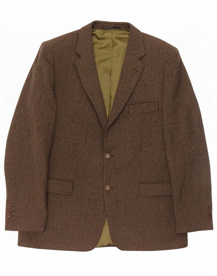DONEGAL Herren-Blazer mit 2 Knöpfen, UK 42, XL, Khaki, Fischgrätenmuster, Schurwolle