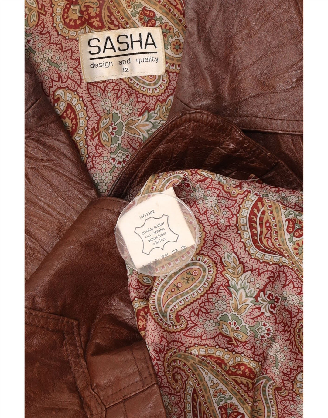 Sasha Damen 3-Knopf-Lederblazerjacke UK 12 Mittelbraun
