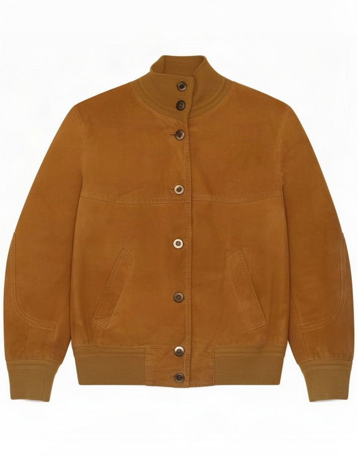 Vintage Damen Wildleder Bomberjacke IT 46 Groß Braun
