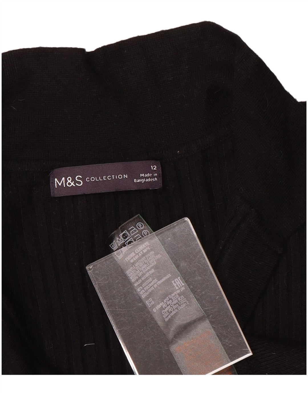 Marks & Spencer Damen-Pullover mit Rollkragen, UK 12, mittlere schwarze Viskose
