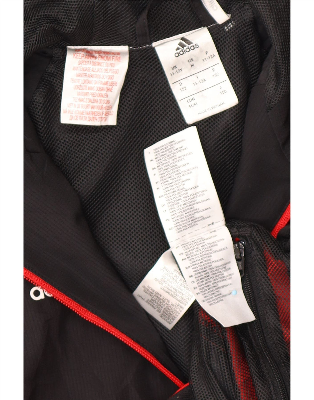 ADIDAS Jungen Climalite Bomberjacke mit Kapuze, 11–12 Jahre, rotes Farbblockdesign