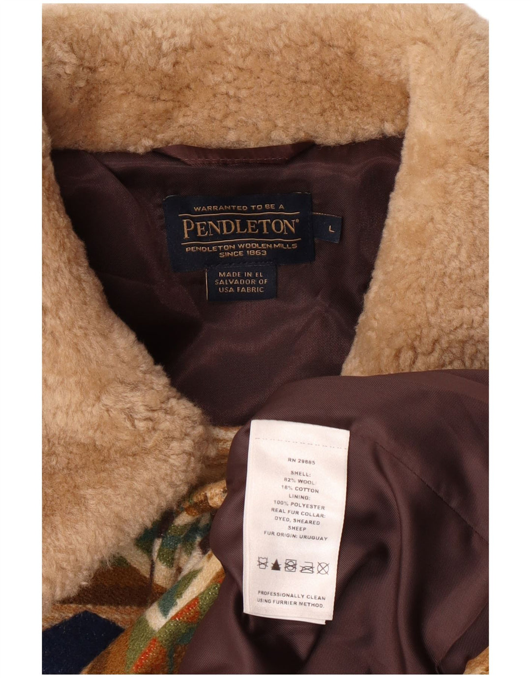 Pendleton Herrenmantel UK 40 Große mehrfarbige geometrische Wolle Azteken