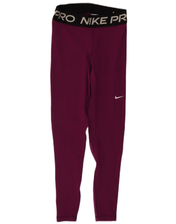 Nike Damen Dri Fit Graphic Leggings UK 8 Small Lila Farbblock