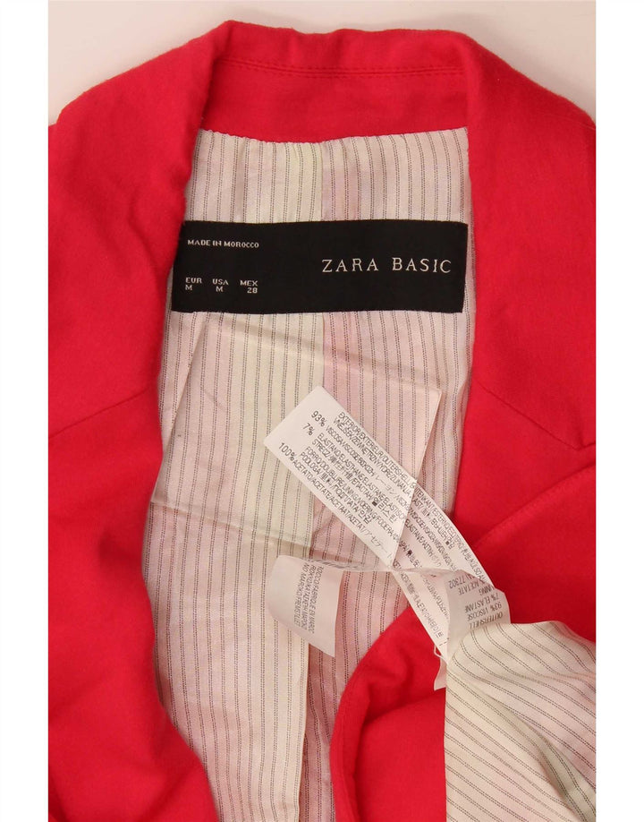 Zara Damen 1-Knopf-Blazerjacke UK 12 Mittelrosa Viskose