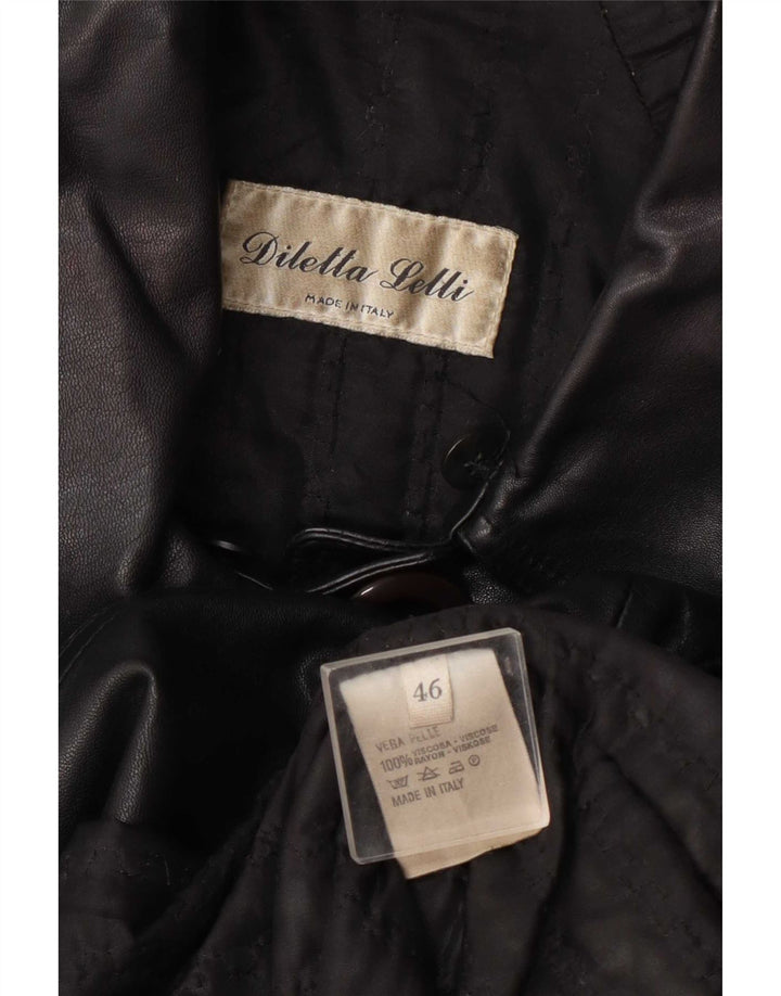 Diletta Lelli Damen Ledermantel IT 46 Large Schwarz