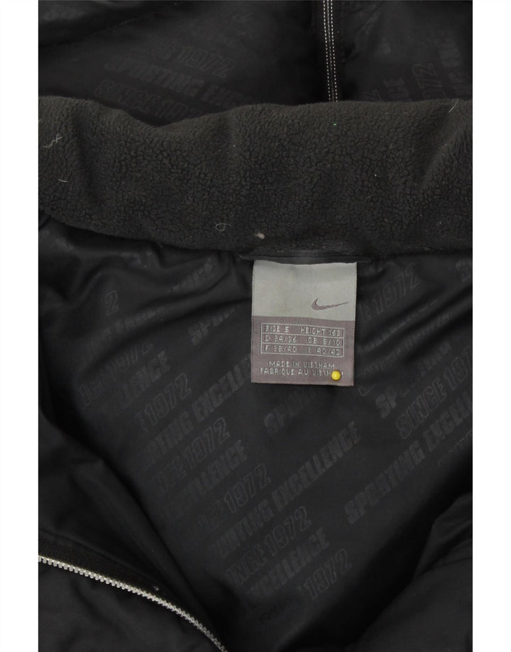Nike Womens Hooded Longline Padded Coat UK 8/10 Small Schwarz