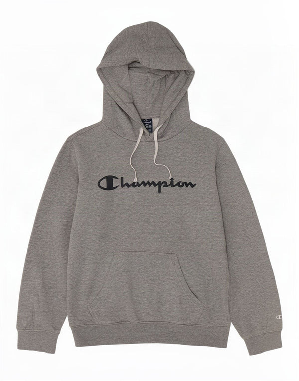 Champion Womens Graphic Oversized Hoodie Pullover UK 10 Small Grau meliert