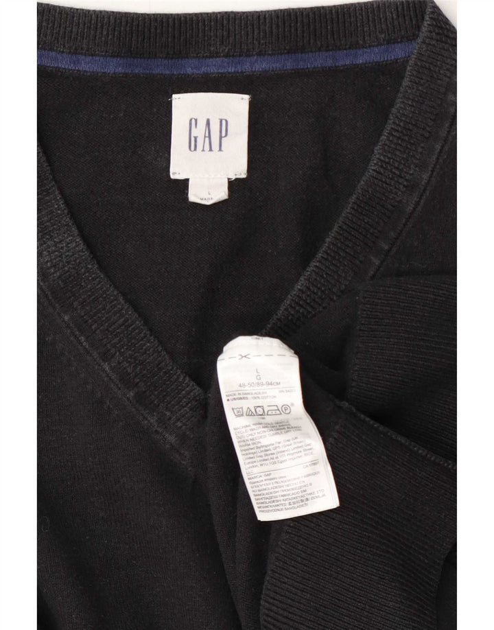 Gap Herren-Pullover mit V-Ausschnitt, groß, aus schwarzer Baumwolle