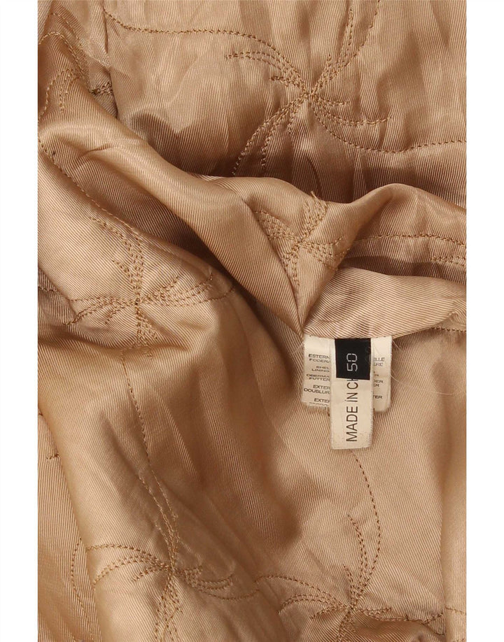 Vintage Damen Ledermantel EU 50 3XL Beige Classic
