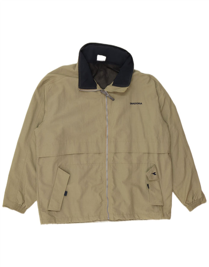 DIADORA Herren-Regenjacke mit Kapuze, lockere Passform, UK 38, mittleres Khaki, Polyamid